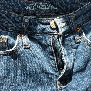 Blue denim mom jeans